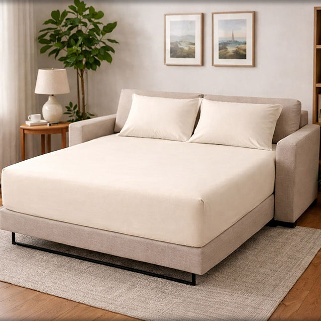  Спален комплект с чаршаф с ластик - крем 