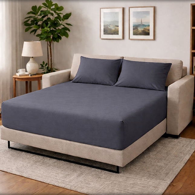  Спален комплект с чаршаф с ластик - антрацит