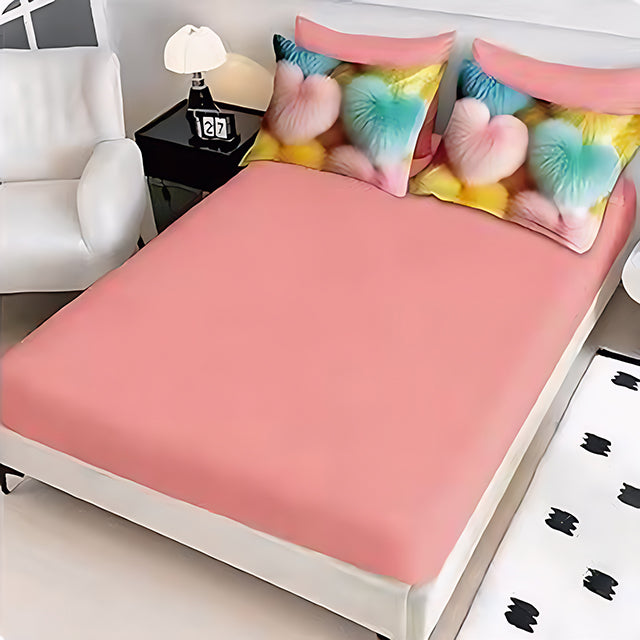 5D Спално бельо с ластик – многоцветен със сърца - 5D-06