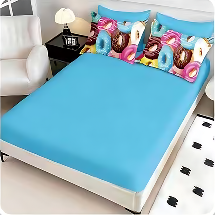 5D Спално бельо с ластик – синьо с донъти - 5D-10