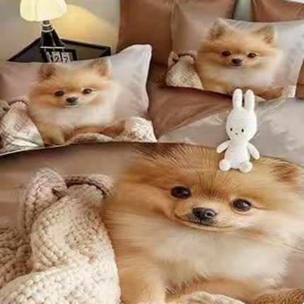 5D Спално бельо с ластик – кафяво с кученце - 5D-15