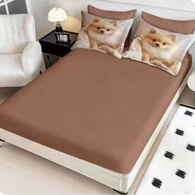 5D Спално бельо с ластик – кафяво с кученце - 5D-15