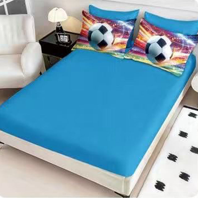 5D Спално бельо с ластик – син с футболна топка - 5D-16