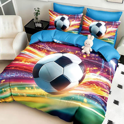 5D Спално бельо с ластик – син с футболна топка