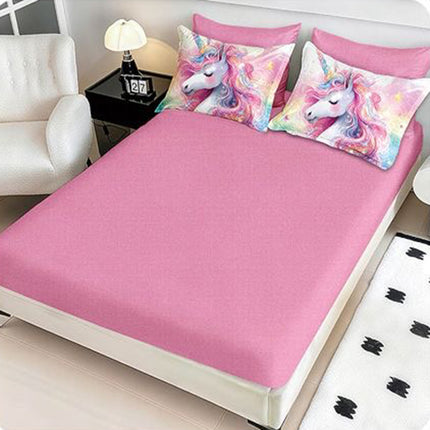 5D Спално бельо с ластик – розов с еднорог - 5D-19