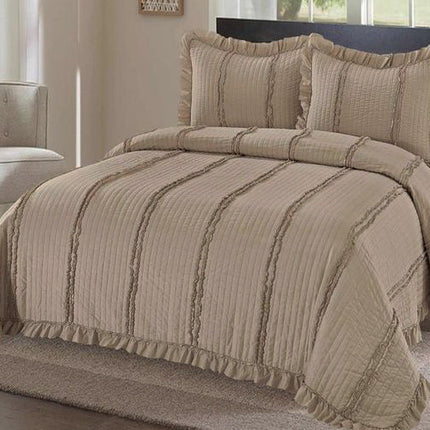 Луксозна кувертюра от 100% памук - сиво с бродирани линии