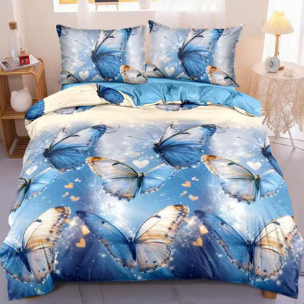 Спално бельо от поликотън – синьо с пеперуди 