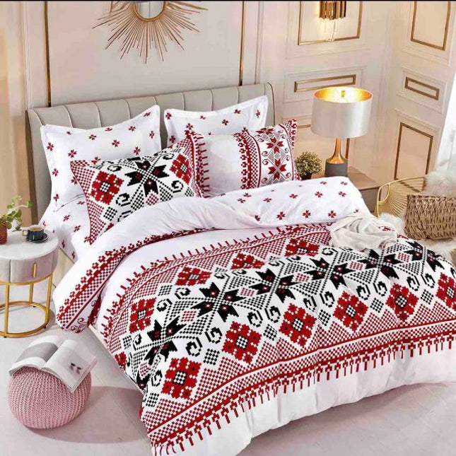 Единично спално бельо от 100% памук – бяло с шевици - F1-202