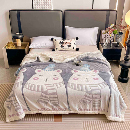 Плюшено одеяло - сиво с полярни мечета