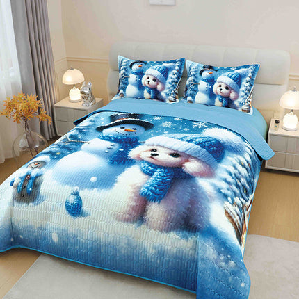 5D Коледна кувертюра от 3 части - синьо с коледна тематика