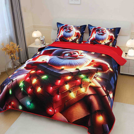 5D Коледна кувертюра от 3 части - червено с коледен мотив