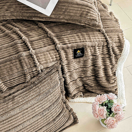 Пухкав комплект шерпа с цип от 3 части - кафяв цвят - FX1-01