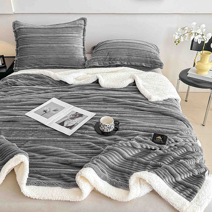 Пухкав комплект шерпа с цип от 3 части - сив цвят - FX1-04