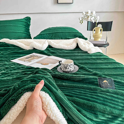 Пухкав комплект шерпа с цип от 3 части - зелен цвят - FX1-06