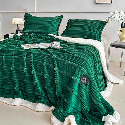 Пухкав комплект шерпа с цип от 3 части - зелен цвят