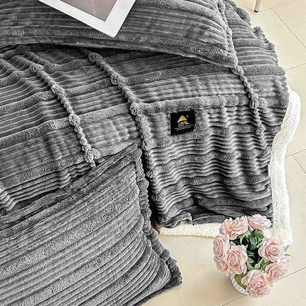 Пухкав комплект шерпа с цип от 3 части - тъмносив цвят - FX1-07