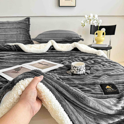 Пухкав комплект шерпа с цип от 3 части - тъмносив цвят - FX1-07