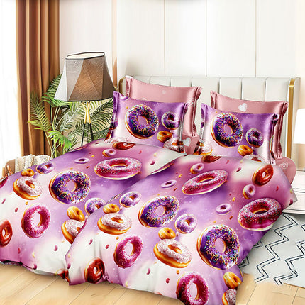 Спално бельо с 2 плика - лилаво с понички