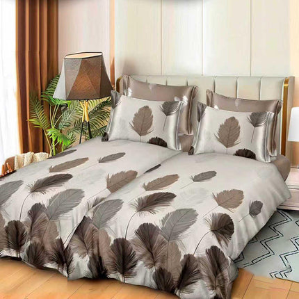 Спално бельо с 2 плика - сиво с пера
