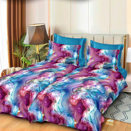 Спално бельо с 2 плика - синьо и лилаво