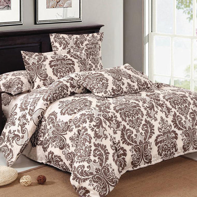 Спално бельо от 100% памук – бежово с кафяви орнаменти