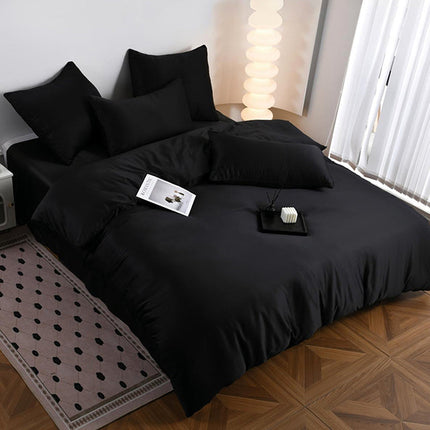 Луксозно спално бельо от памучен сатен - черен цвят