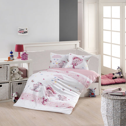 Бебешко спално бельо с бамбук – розово с мечета