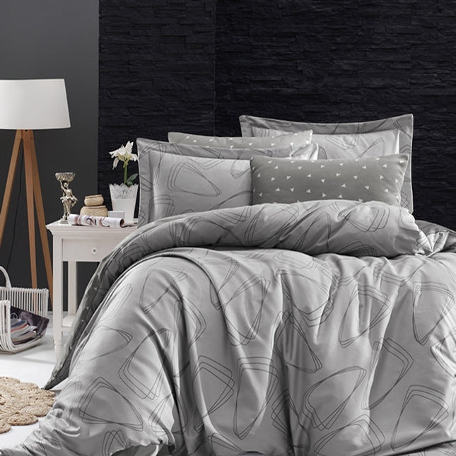 Спално бельо с 2 плика от памучен сатен - ROVENA GREY