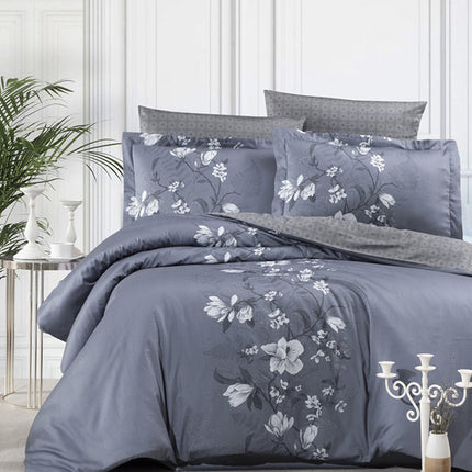 Спално бельо с 2 плика от памучен сатен - EVAN INDIGO