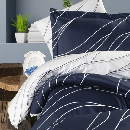 Спално бельо с 2 плика от памучен сатен - MESY NAVY BLUE