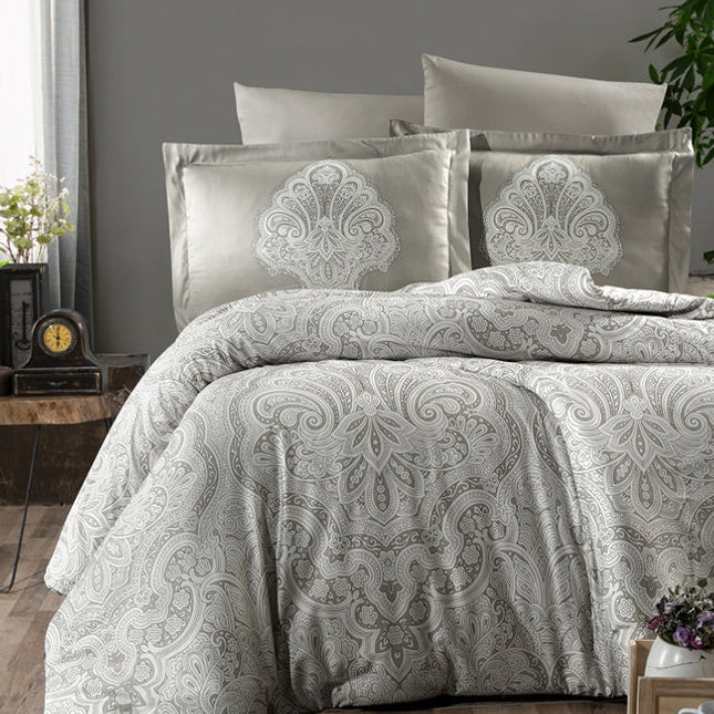 Спално бельо с 2 плика от памучен сатен - Milena Beige