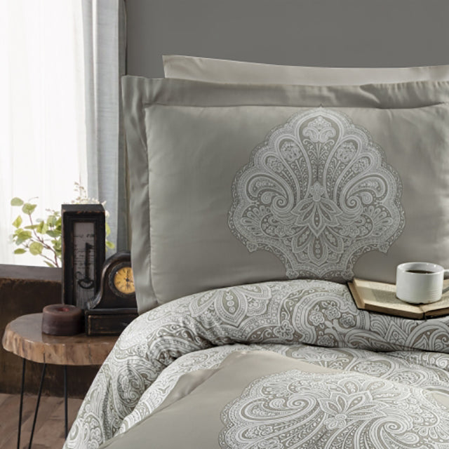 Спално бельо с 2 плика от памучен сатен - Milena Beige