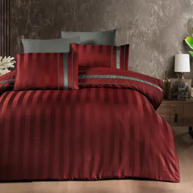 Спално бельо с 2 плика от памучен сатен - Artwel Dark Red 