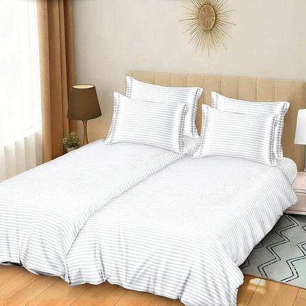 Комплект спално бельо с 2 плика - бял цвят с райе